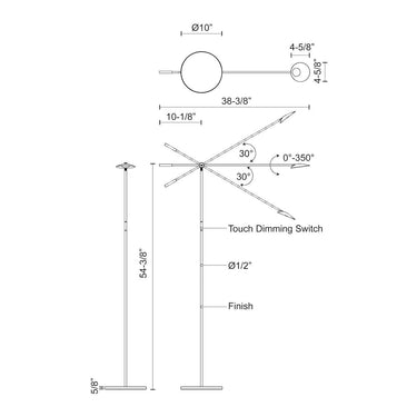Kuzco Rotaire FL90155-BK 54 Inch LED Floor Lamp 3