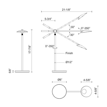 Kuzco Rotaire TL90118-BK 18 Inch LED Table Lamp 3