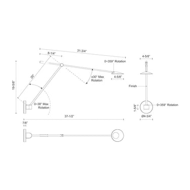Kuzco Rotaire WS90101-BK 38 Inch LED Wall Sconce 3