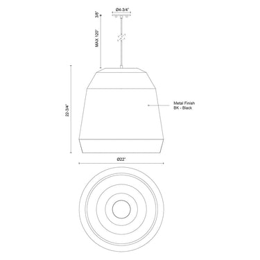 Kuzco Sedona 492122-BK 22 Inch Pendant 2