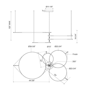 Kuzco Serif MP84483-BK-UNV-010 36 Inch LED Multi Pendant 3