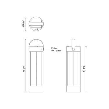 Kuzco Suara EL17614-BK 14 Inch LED Exterior Portable Lamp 3