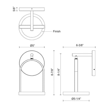 Kuzco Trek EW17805-BK 5 Inch LED Exterior Wall Sconce 3