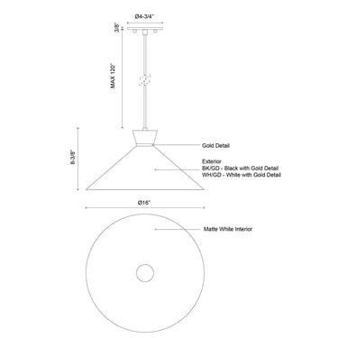 Kuzco Vanderbilt 493216 16 Inch Pendant 2