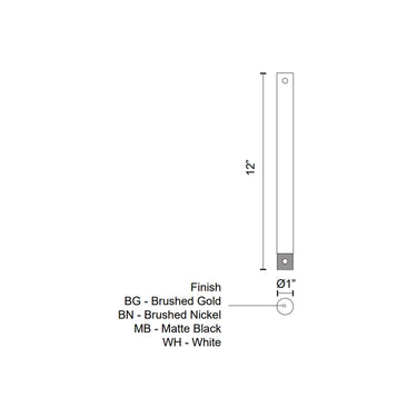 Kuzco X-RD34-12 12 Inch Fan Downrod 2