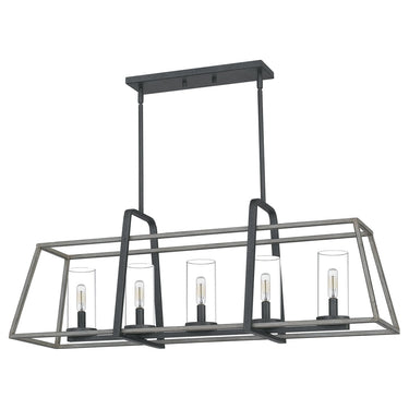 Lincoln 5 Light Island Light in Distressed Iron 7