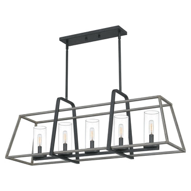 Lincoln 5 Light Island Light in Distressed Iron 9