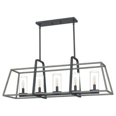 Lincoln 5 Light Island Light in Distressed Iron 1