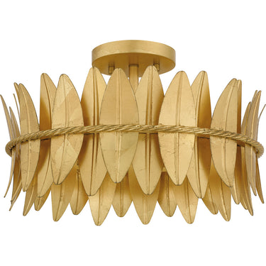 Liza 3 Light Semi-Flush Mount in Gold Leaf 1