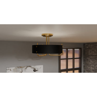 Madden 3 Light Semi-Flush Mount in Aged Brass 4