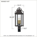 Manning 3 Light Outdoor Post in Western Bronze 3
