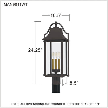 Manning 3 Light Outdoor Post in Western Bronze 3