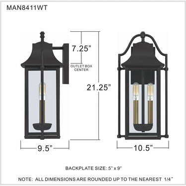 Manning 3 Light Outdoor Wall Sconce in Western Bronze 3