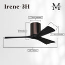 Matthews Fan Irene-3H Three Blade Brushed Pewter Finish Flush Mount Paddle Fan image 3