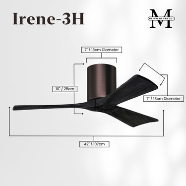 Matthews Fan Irene-3H Three Blade Brushed Pewter Finish Flush Mount Paddle Fan image 3