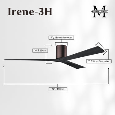 Matthews Fan Irene-3H Three Blade Brushed Pewter Finish Flush Mount Paddle Fan image 6