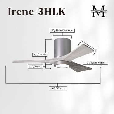 Matthews Fan Irene-3HLK Three Blade Flush Mount Paddle Fan with integrated 5CCT LED image 26