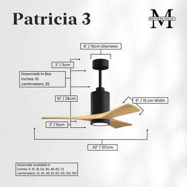 Matthews Fan Patricia-3 Three Blade Ceiling Fan with Integrated 5CCT LED image 16