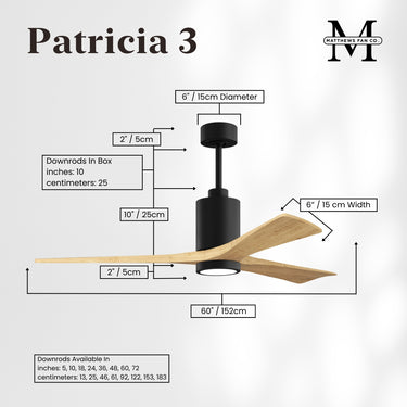 Matthews Fan Patricia-3 Three Blade Ceiling Fan with Integrated 5CCT LED image 18