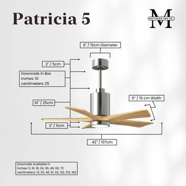 Matthews Fan Patricia-5 Five Blade Ceiling Fan with Integrated 5CCT LED image 18
