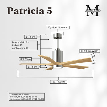Matthews Fan Patricia-5 Five Blade Ceiling Fan with Integrated 5CCT LED image 19