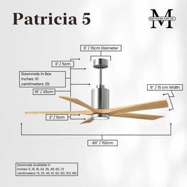 Matthews Fan Patricia-5 Five Blade Ceiling Fan with Integrated 5CCT LED image 20