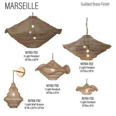 Metropolitan Marseille Robin Baron - 3 Light Pendant - N1764-752 6
