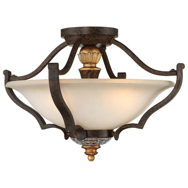 Metropolitan N6450-652 Chateau Nobles 3 Light Semi Flush in Raven Bronze W/Sunburst Gold H - Crescent Harbor 1