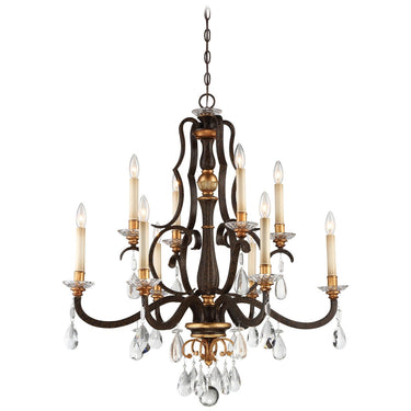 Metropolitan N6459-652 Chateau Nobles 10 Light Chandelier in Raven Bronze W/Sunburst Gold H - Crescent Harbor 1