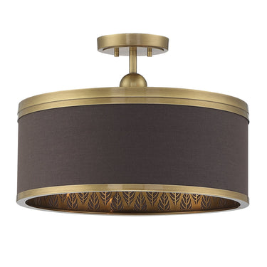 Metropolitan N7344-790 4 Light Semi-Flush W/Chocolate Shade in Aged Antique Brass - Crescent Harbor 1