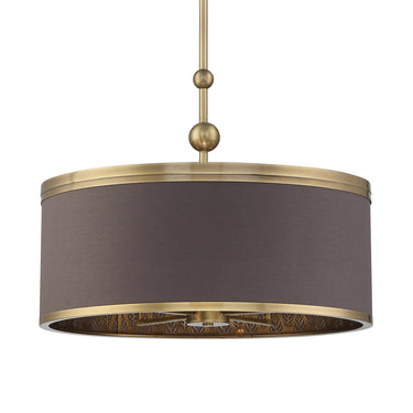 Metropolitan N7345-790 5 Light Pendant W/Chocolate Shade in Aged Antique Brass - Crescent Harbor 1
