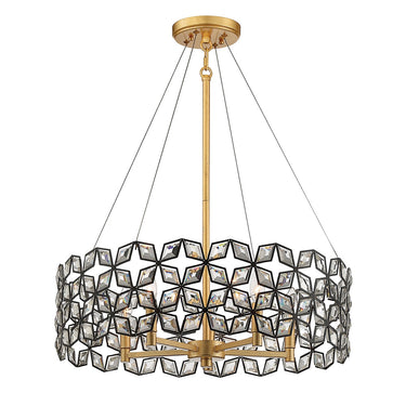 Metropolitan N7845-711 Brookcrest 5 Light Pendant in Sand Coal W/ Gold Leaf - Crescent Harbor 1