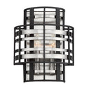 Metropolitan N7982-420 Presten 2 Light Wall Sconce in Brushed Nickel W/ Sand Coal - Crescent Harbor 1