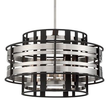 Metropolitan N7986-420 Presten 8 Light Pendant in Brushed Nickel W/ Sand Coal - Crescent Harbor 1