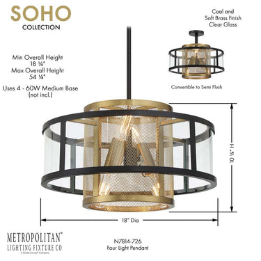 Metropolitan Soho 4 Light Pendant And Semi-Flush - N7814-726 7