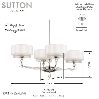 Metropolitan Sutton 4 Light Island - N7385-613 6