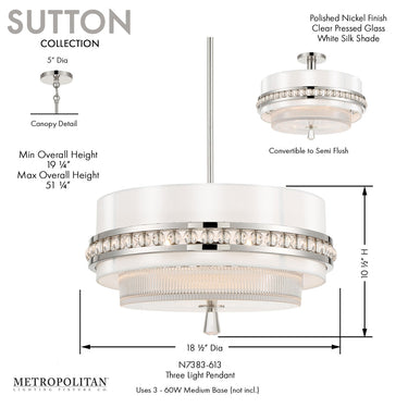 Metropolitan Sutton 6 Light Semi Flush And Pendant - N7383-613 7