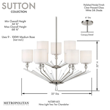 Metropolitan Sutton 9 Light Chandelier - N7389-613 4