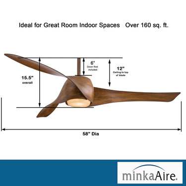 Minka Aire Artemis Led F803DL 58" Ceiling Fanw/ Led Light Kit 22