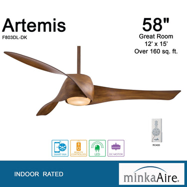 Minka Aire Artemis Led F803DL 58" Ceiling Fanw/ Led Light Kit 17