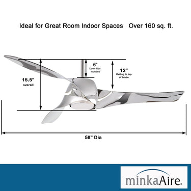 Minka Aire Artemis Led F803DL 58" Ceiling Fanw/ Led Light Kit 25