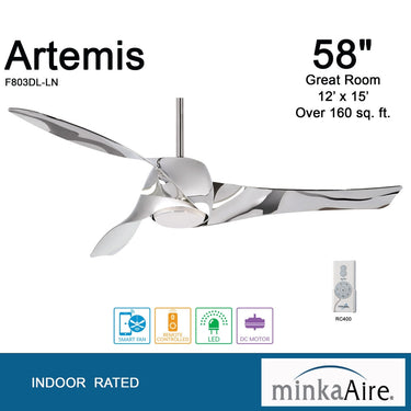 Minka Aire Artemis Led F803DL 58" Ceiling Fanw/ Led Light Kit 15