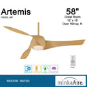 Minka Aire Artemis Led F803DL 58" Ceiling Fanw/ Led Light Kit 16