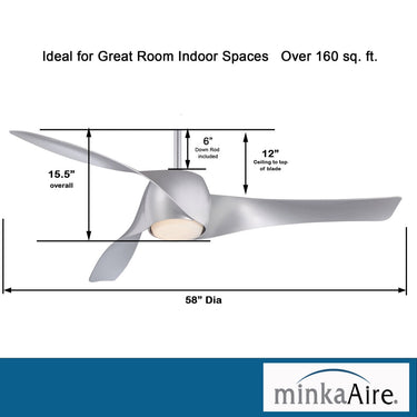 Minka Aire Artemis Led F803DL 58" Ceiling Fanw/ Led Light Kit 23