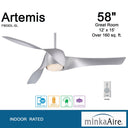 Minka Aire Artemis Led F803DL 58" Ceiling Fanw/ Led Light Kit 18