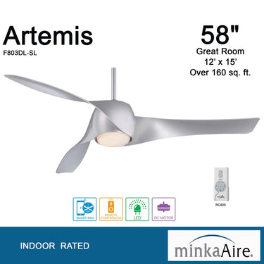 Minka Aire Artemis Led F803DL 58" Ceiling Fanw/ Led Light Kit 18