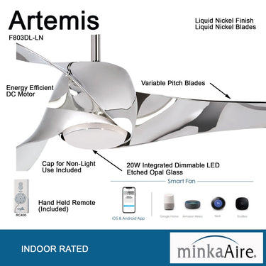 Minka Aire Artemis Led F803DL 58" Ceiling Fanw/ Led Light Kit 7