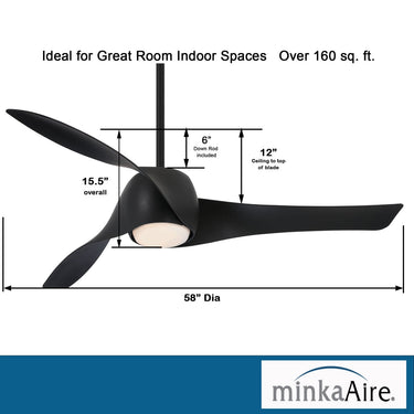 Minka Aire Artemis Led F803DL 58" Ceiling Fanw/ Led Light Kit 21