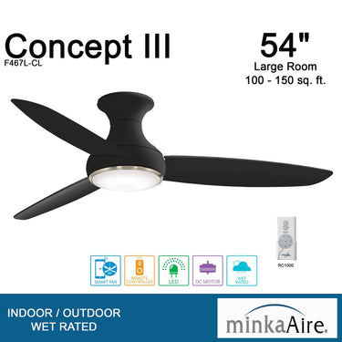 Minka Aire Concept Iii Led F467L 54" Ceiling Fan W/ Led Light Kit 7