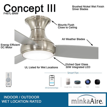 Minka Aire Concept Iii Led F467L 54" Ceiling Fan W/ Led Light Kit 10